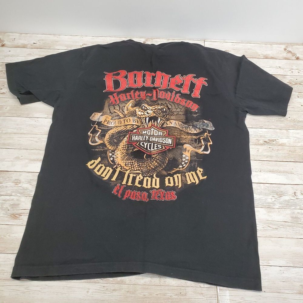 VTG Harley Davidson  "Don't Tread On Me" Black T-shirt Burnett El‎ Paso, TX